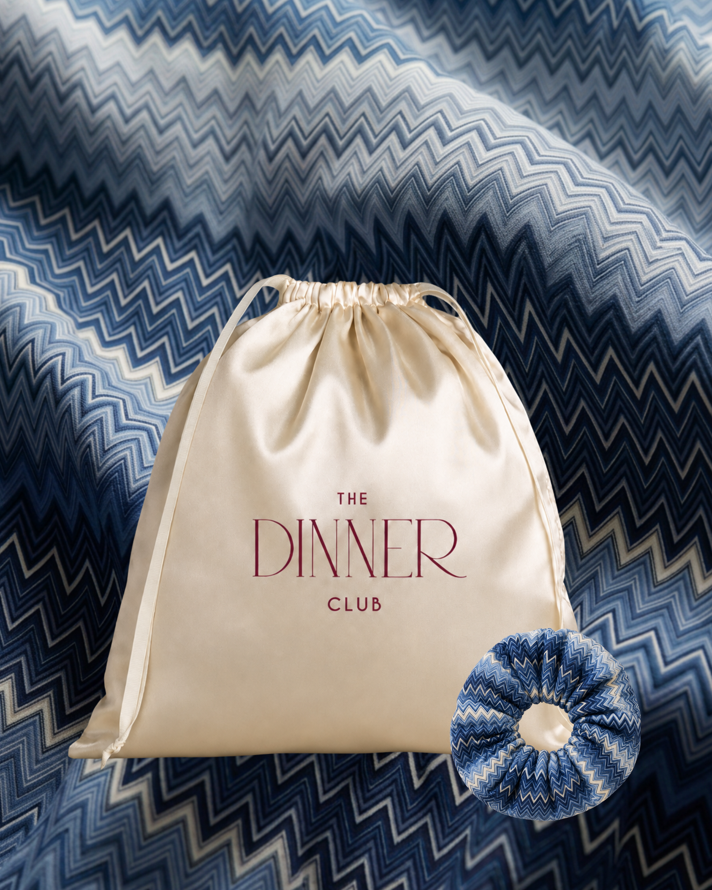 Amalfi Blue gift pouch and matching scrunchie