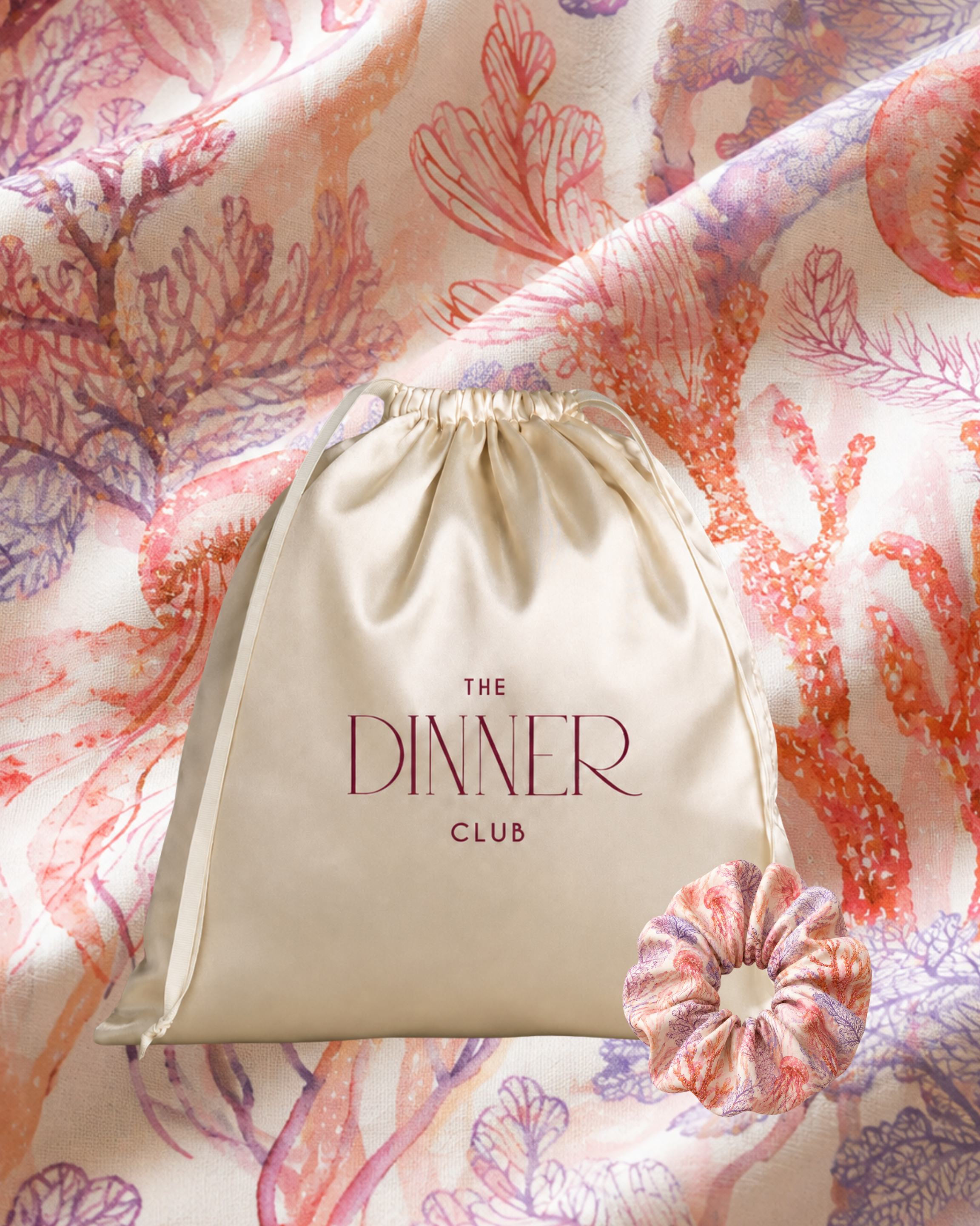 Coral Breeze gift pouch and matching scrunchie