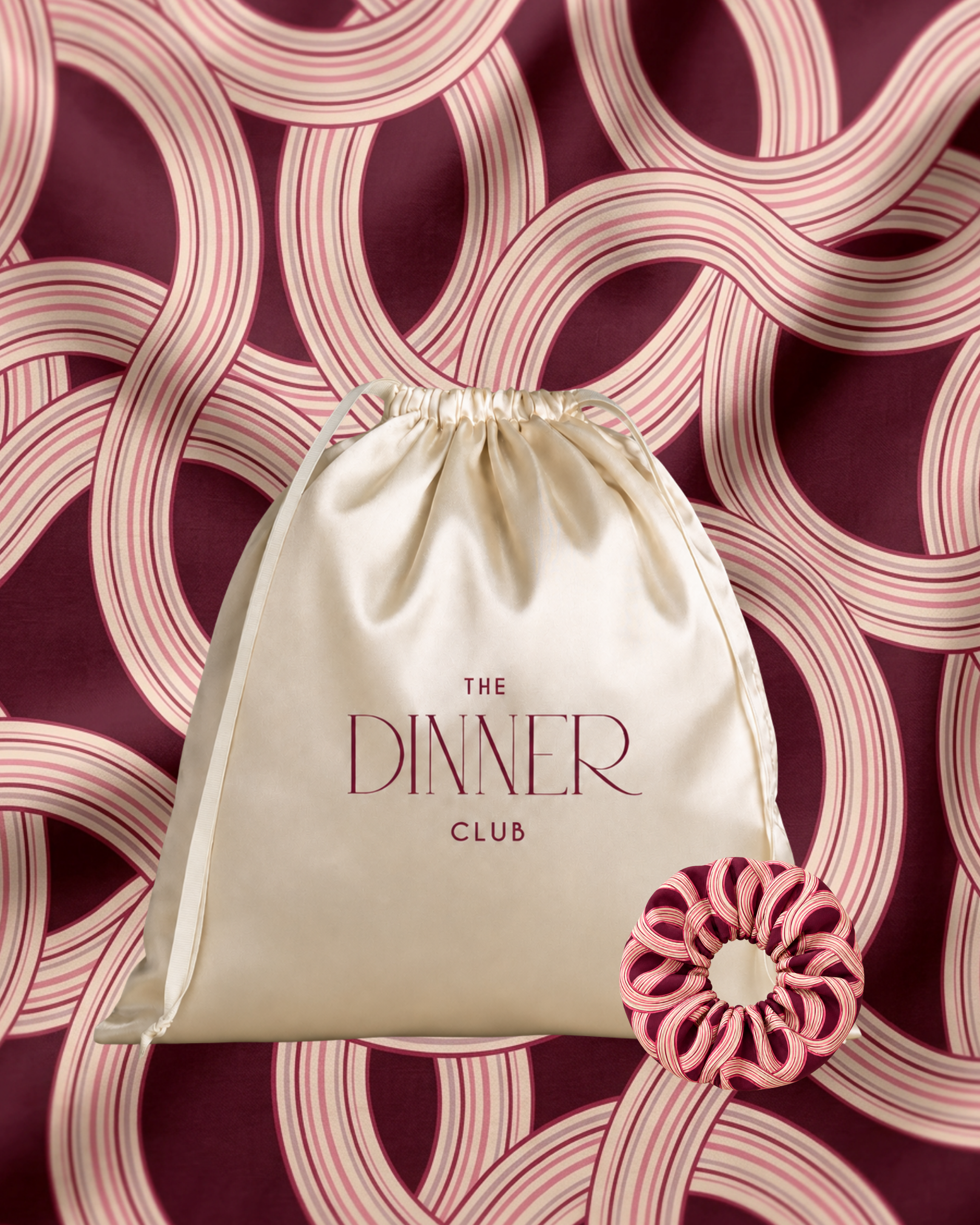 Marea Burgundy gift pouch and matching scrunchie