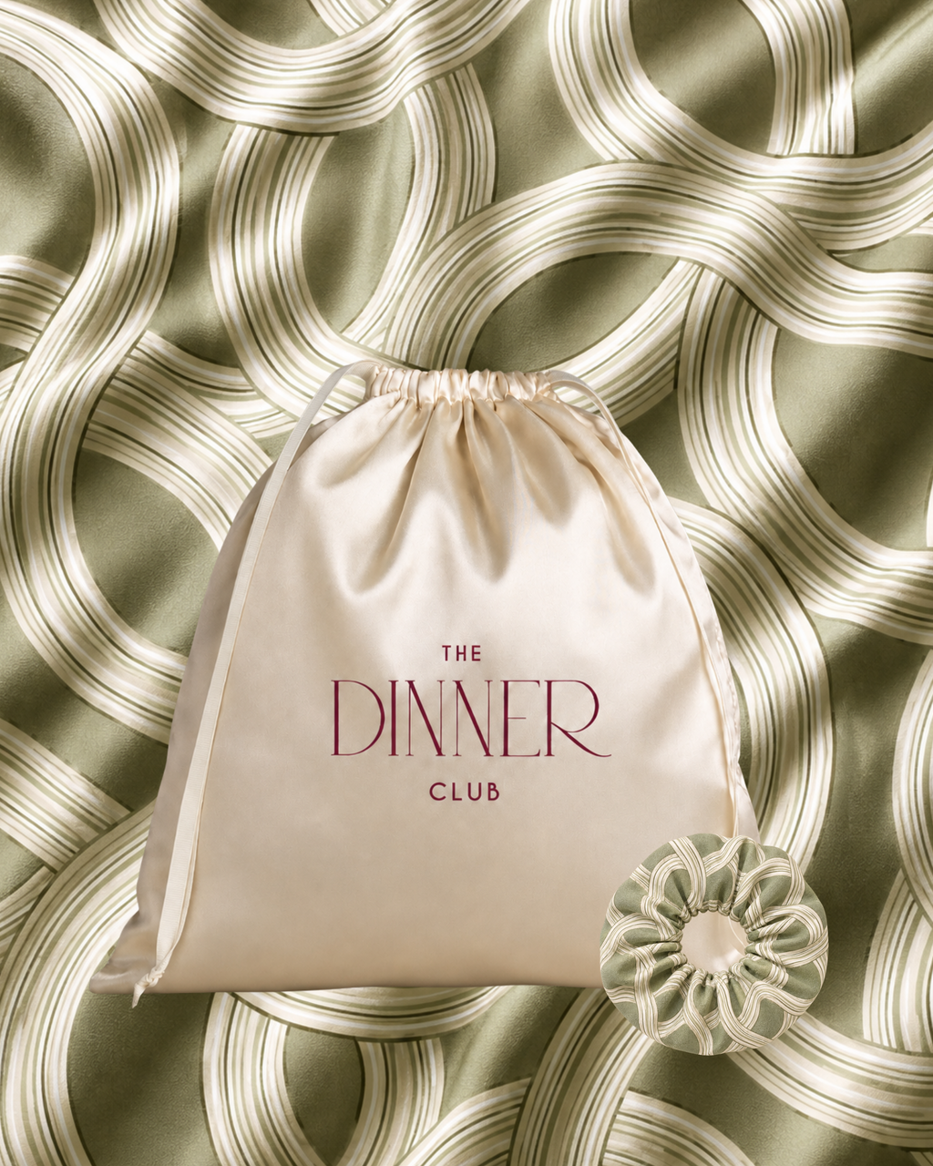 Marea Green gift pouch and matching scrunchie
