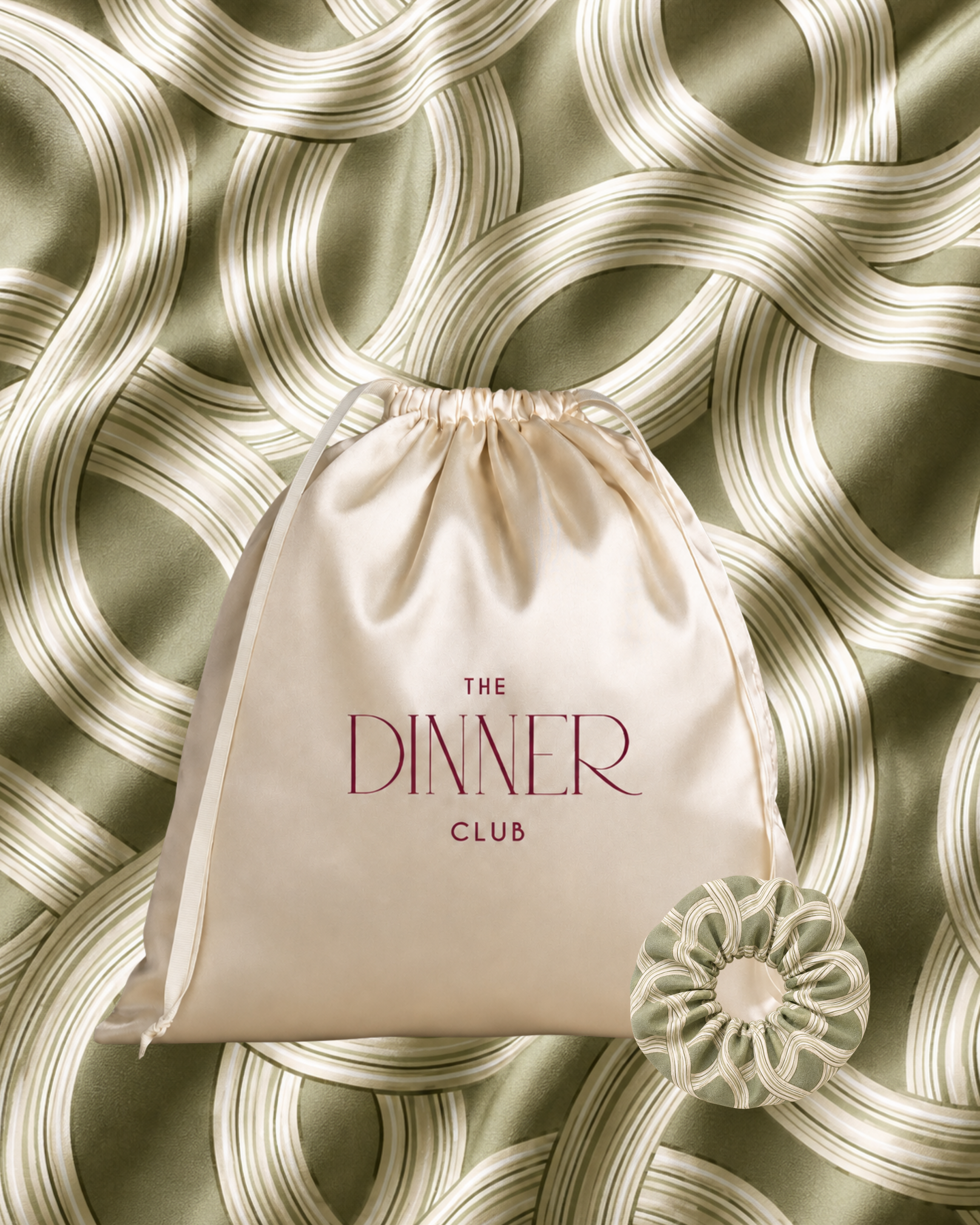 Marea Green gift pouch and matching scrunchie