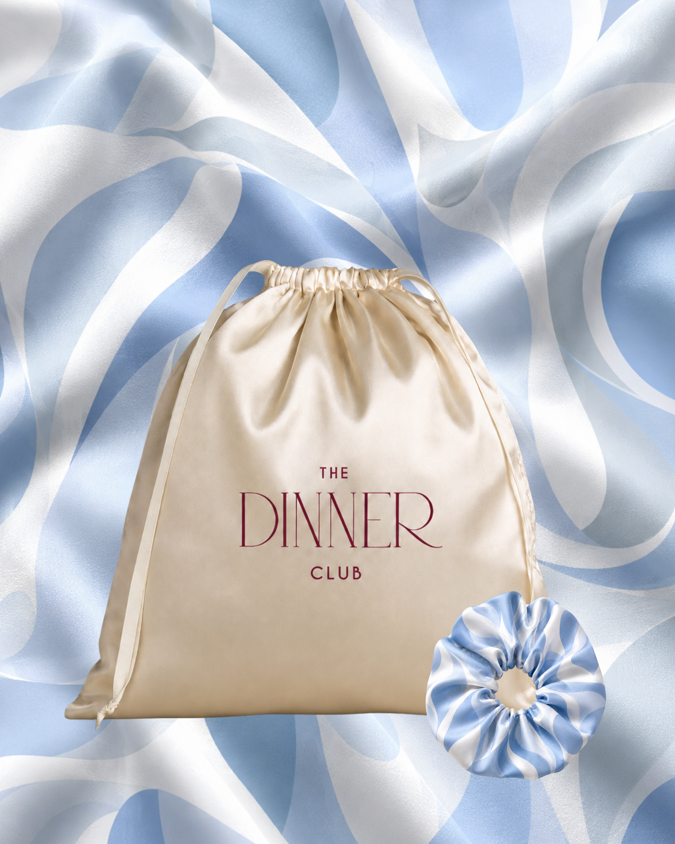 Riviera Blue gift pouch and matching scrunchie