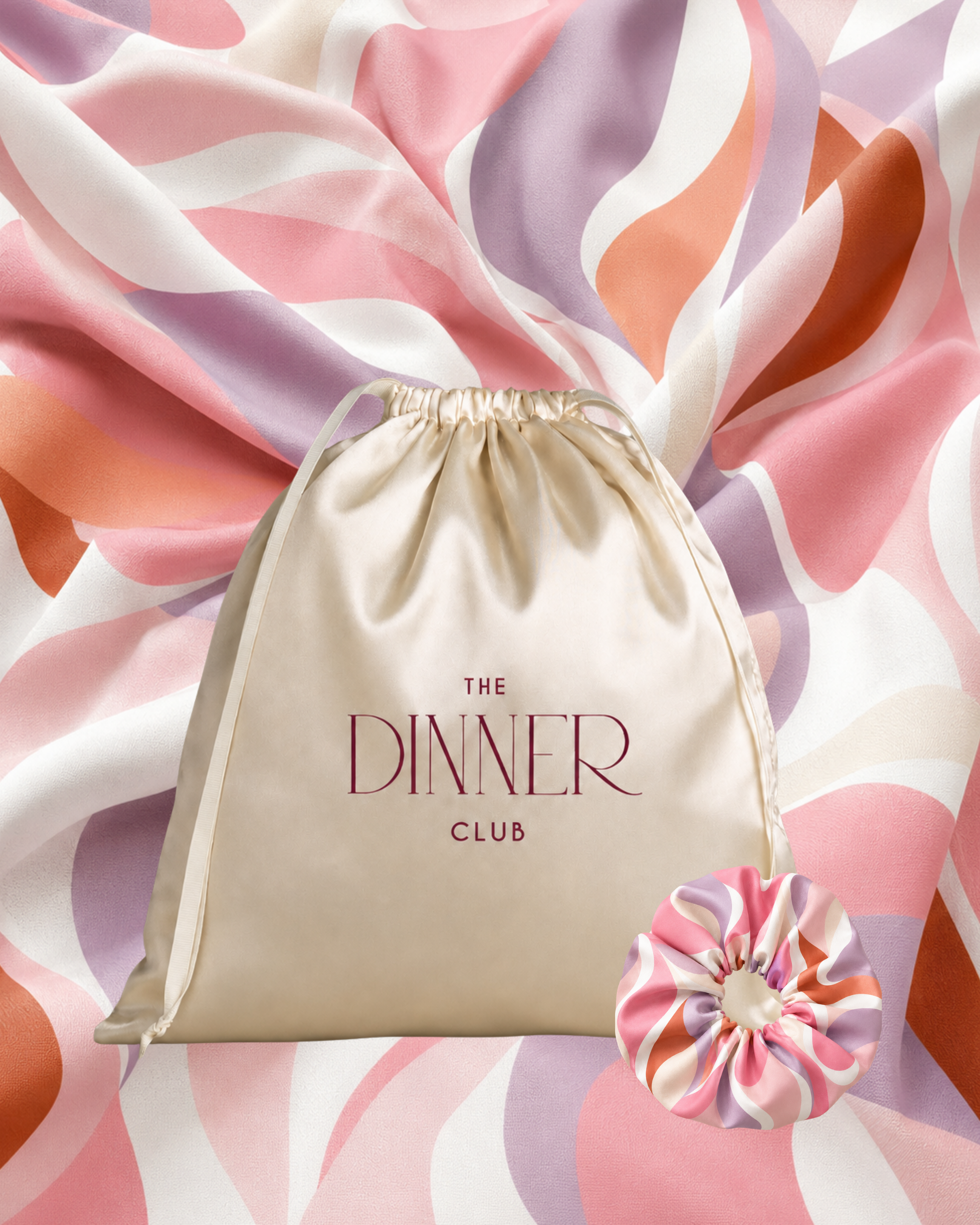 Riviera Pink gift pouch and matching scrunchie
