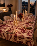 Sienna tablecloth burgundy lifestyle