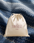 Amalfi Blue fabric swatch — chevron pattern in navy and cobalt blues