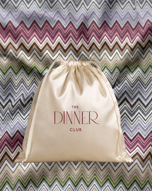 Amalfi Rainbow fabric swatch — chevron bands in lilac, magenta, camel, olive and charcoal