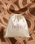 Marea Camel Brown fabric swatch — interlocking ribbon bands on camel brown