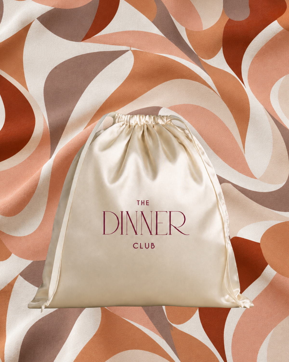 Riviera Brown fabric swatch — retro wave pattern in terracotta, mauve and cream